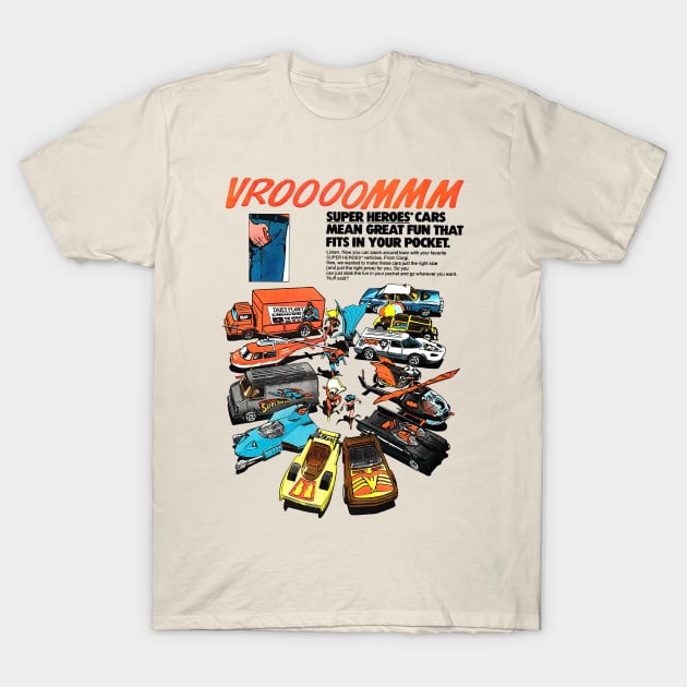 vintage die cast super heroes cars fits in pocket T-Shirt by NONOKERS